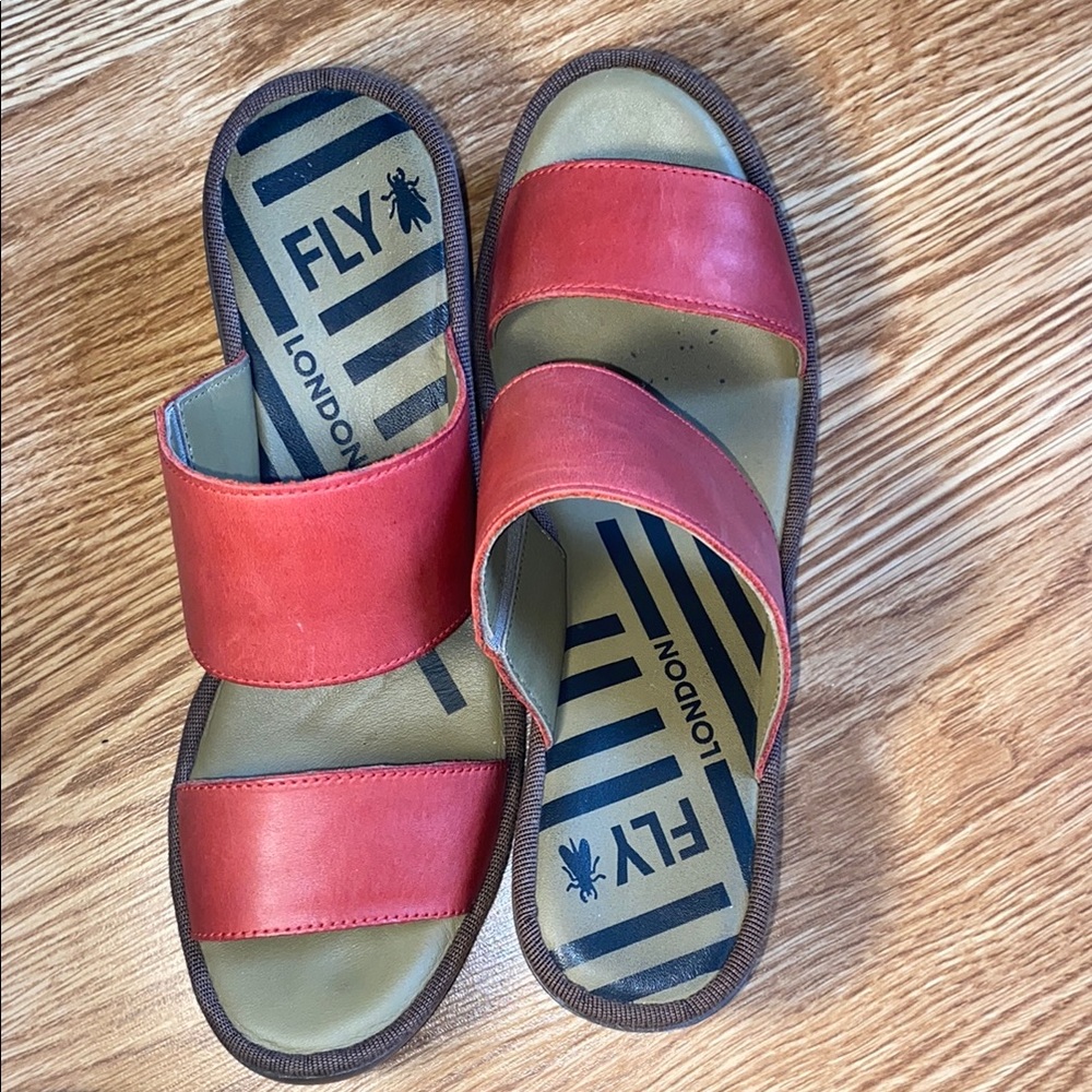 Red Slide Sandals by Fly London